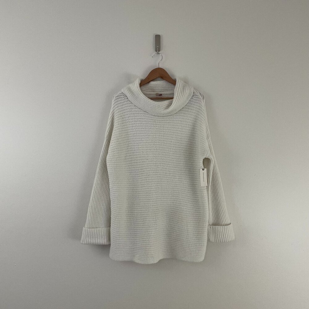 Anthropologie Pilcro Cowl Neck Oversized Soft Knit Sweater in Ivory Size Medium